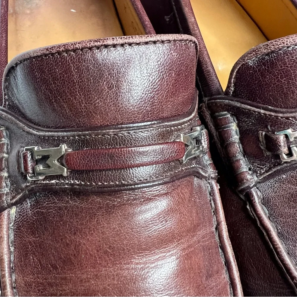 Bruno Magli Genoa Horsebit M Logo Loafer Burgundy Leather Slip-On 9.5 M Classic